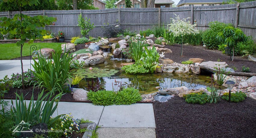 Aquascape water feature in yard